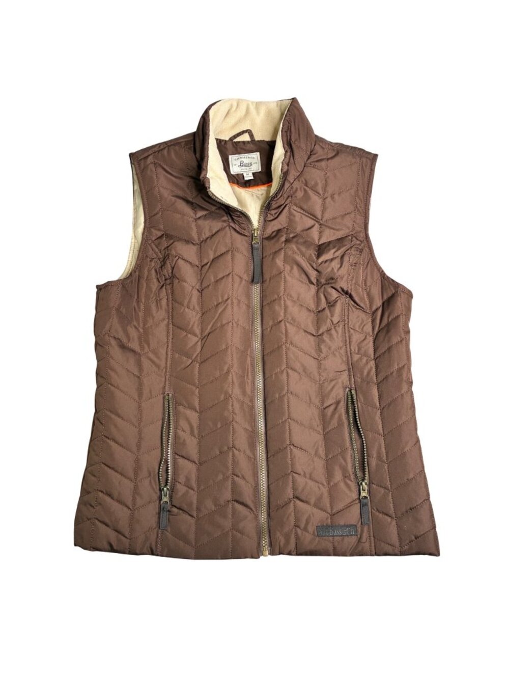 G.H. Bass & Co Women’s Quilted Brown Puffer Vest Full Zip Pockets Size M